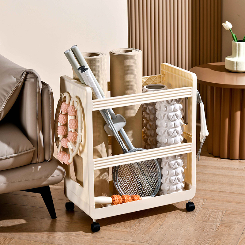 Home Gym Yoga Storage - Yoga Supplies Storage Rack Movable Trolley