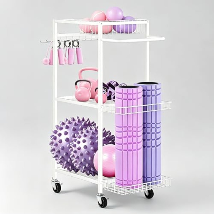 Home Gym Yoga Storage - Workout Equipment Storage Rack Metal Yoga