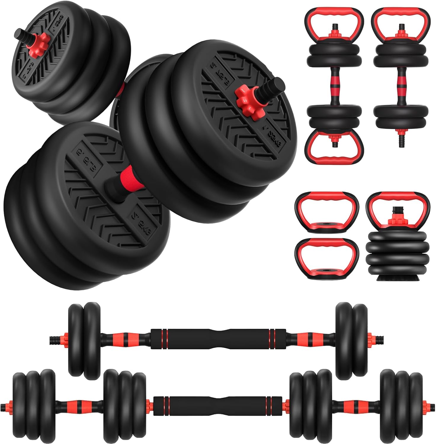 Home Gym Training - Adjustable Dumbbell Set, 4-in-1 Free Weights