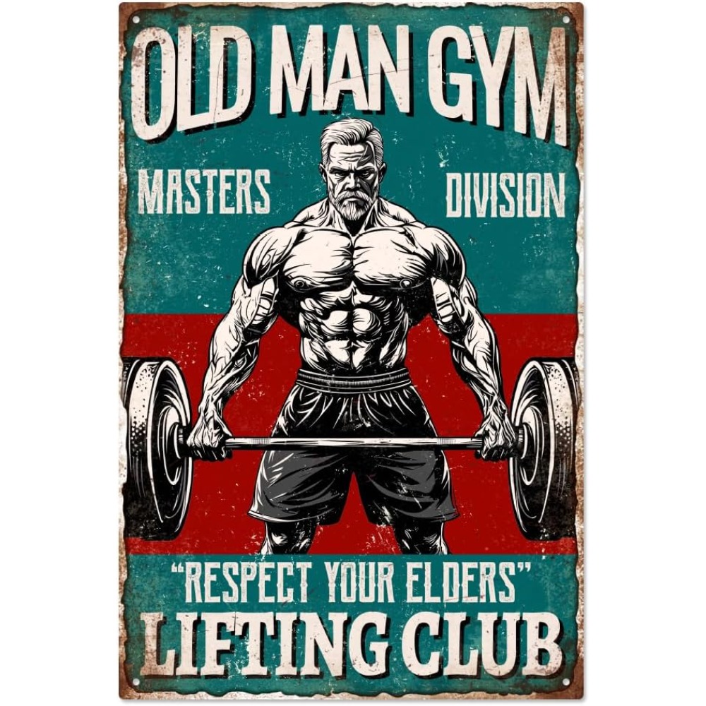 Home Gym Designs - Vintage Old Man Gym Metal Tin