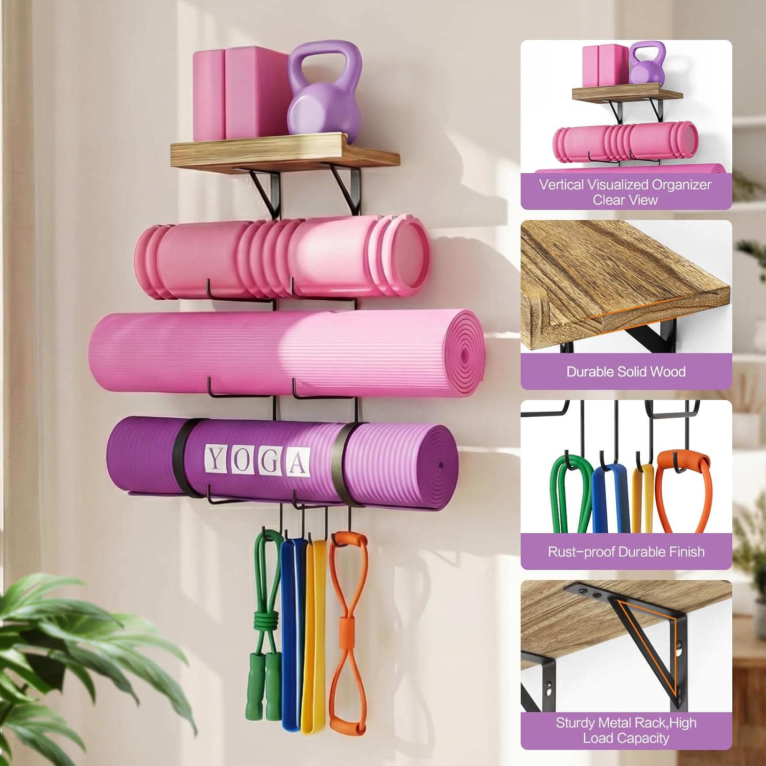 Wall Mount Yoga Mat Holder wit - Home Gym Yoga Storage avis et prix
