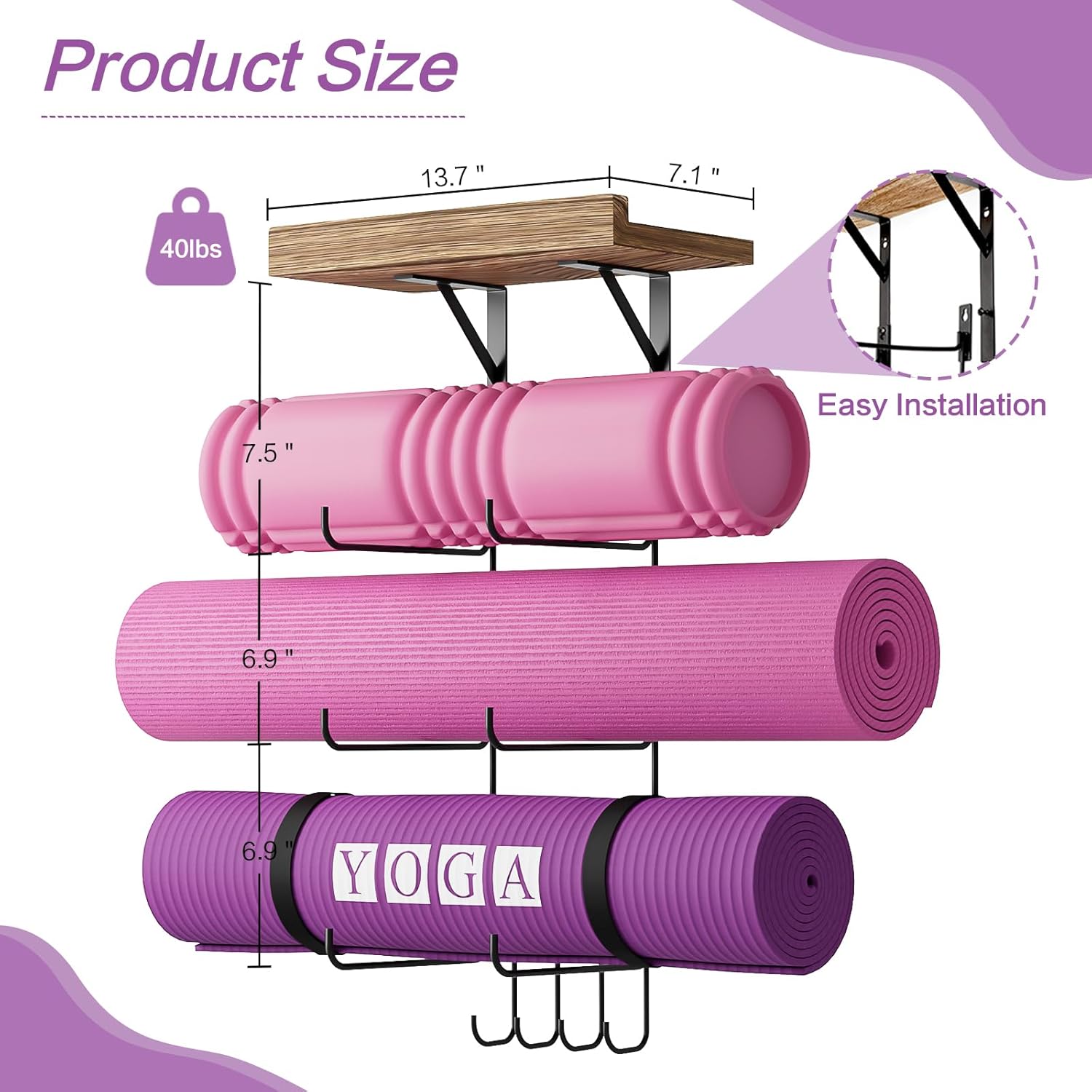 Wall Mount Yoga Mat Holder wit - Home Gym Yoga Storage avis et prix