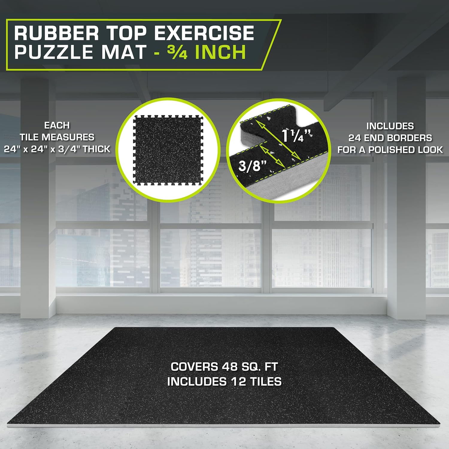 Exercise Puzzle Mat 3/4-Inch,  - Home Gym Rubber Flooring avis et prix