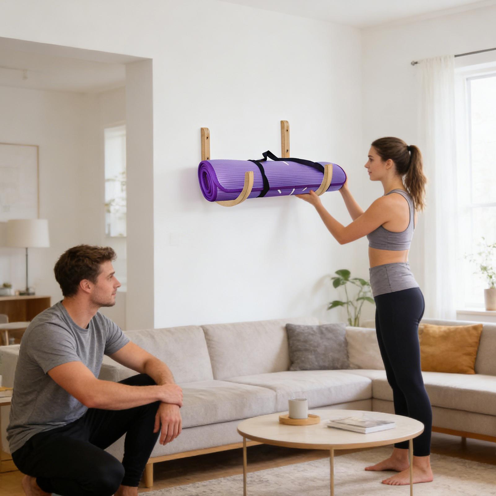 Yoga Mat Holder 2 Pieces Woode - Home Gym Yoga Storage avis et prix