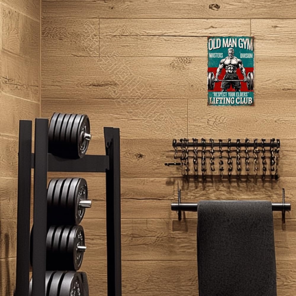 Vintage Old Man Gym Metal Tin  - Home Gym Designs avis et prix